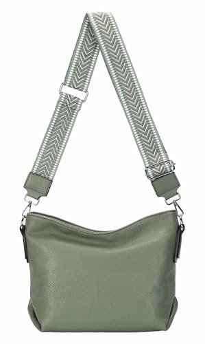 Damen Tasche Shopper Hobo-Bags Crossbody Schultertasche Umhängetasche Handtasche Gürteltasche Crossover Kunst-Leder Grün