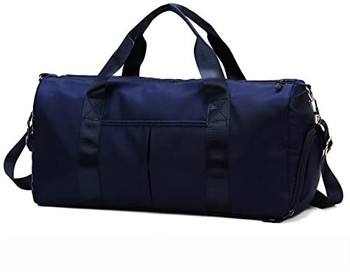 Hixingo Gym Bag with Shoe Compartment Travel Duffle Bag for Men and Women 45L Waterproof Light Weight Sports Bags for Weekender Swimming Football Basketball (45L,Dark blue)