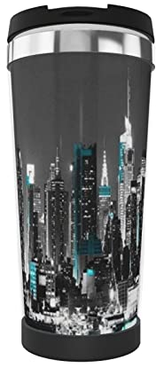 New York Paintings Isolierter Kaffeebecher mit Deckel, doppelwandig, Edelstahl, Vakuum-Reise-Kaffeebecher für Eisgetränke und heiße Getränke