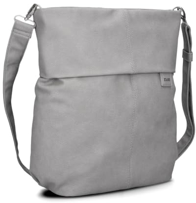 Zwei Damen Handtasche Mademoiselle.M M140 Umhängetasche 12 Liter klassische Crossbody Bag aus weichem Kunstleder, DIN-A4 passend, große Tasche für die Arbeit, Büro oder Uni (canvas-grey)