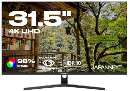 JapanNext Monitor 31.5 VA 4K UHD (3840x2160) | Tecnología HDR | Inclinación Ajustable Altavoces Integrados Compatibilidad VESA | G-Sync/FreeSync | Garantía de 3 años | JN-V315UHDR