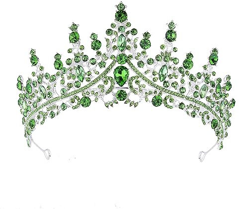 Hochzeit Braut Kristall Tiara Strasssteine Mädchen Haar Krone Prinzessin Stirnband Krone Haarschmuck für Hochzeit Verlobung Geburtstag Party Schönheitswettbewerb Bühnenauftritte,Hellgrün