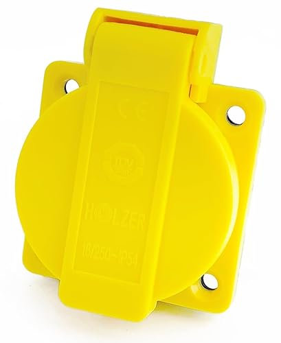 8 pièces/prise encastrée Schuko 16 A avec IP54 / + joint à bride (jaune)
