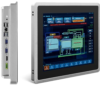 SunKol 12,1 Zoll lüfterloser Industrie-Panel-PC, All-in-One Panel-PC mit kapazitivem Touchscreen, 2xUSB2.0, 2xUSB3.0, HDMI, 2xRS232, LAN (I3-7100U, kein RAM, Keine SSD, kein System)