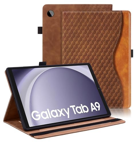 Vkooer Funda para Samsung Galaxy Tab A9 8.7 Pulgada 2023 Carcasa PU Cuero SM-X110/ X115 Flip Case Cover con Ranura para Tarjetas y Función de Soporte para Samsung Tab A9 2023 - Marrón