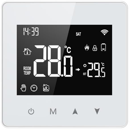 FUBESK Termostato TUYA Wifi, Termostato intelligente, termostato programmabile per caldaia combinata, Funziona con l'app Smart life/Tuya, Controllo vocale, Alimentazione a batteria, Blocco bambini (1)