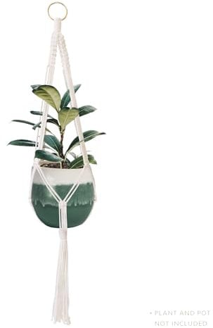 Portico Designs Ltd Macrame Plant Pot Hanger, Cotton, Cream, One Size