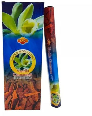 Incienso 3 Cajas Canela y Vainilla Sac 60 Varillas Despeja Camino al Éxito, Libera el Estrés Aroma Dulce y Embriagador Eleva el Estado de Ánimo Palos Varas