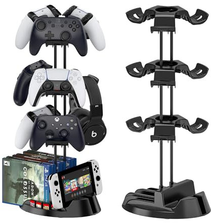 Controller-Halter mit Organizer-Basis, 3 Ebenen, Schreibtisch-Gaming-Controller-Headset-Ständer mit Kabel-Organizer für alle Xboxs, PS4, PS5, Switch, Pro, Crontroller, Gaming-Zubehör