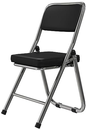 Utlenianie Set de 1 Sillas Plegables Comedor, Silla Plegable Acolchada, Silla Plegable Jardin, Sillas Plegables de Cuero para Cocina, Interior, Exterior, Sala de Conferencias (Negro-a)