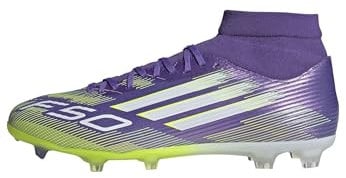 adidas F50 League Mid Firm Multi Ground Football Boots, Scarpe da Calcio Unisex-Adulto, Purple Rush/Cloud White/Lucid Lemon, 42 2/3 EU