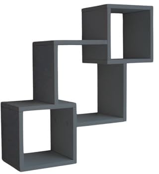 Wandregal Anthrazit Grau Bücherregal Holz | MDF 3 Fächer Hängeregal Schweberegal für Wohnzimmer, Schlafzimmer und Küche