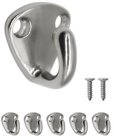 Fuxxer® 5x Massive Edelstahl-Haken, Wandhaken-Haken, Marine-Haken, 5er Set, silber