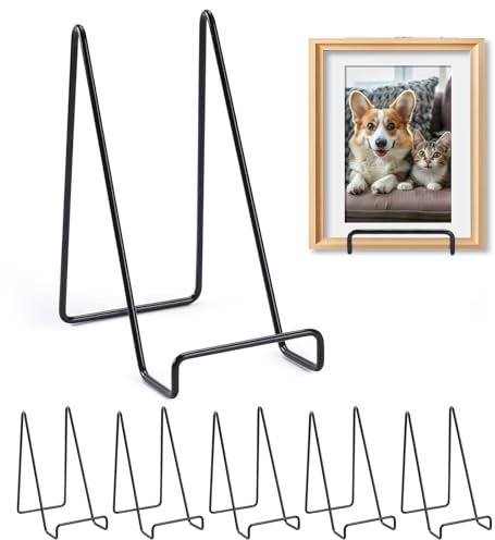 Tongyuyan 6 Pack 6 Inch Plate Stands for Display,Book Display Stand,Metal Plate Holder Display Stands,Small Easels for Display,Suitable for Books, Desktop Art, Images,Photos,and Collages