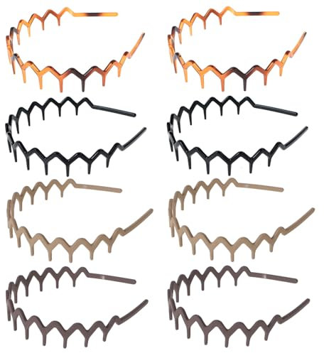 8 Stück Zickzack Haarreif Haifischzahn-Haarkamm Haarreifen Damen Kunststoff Stirnband Komfort-Zig Zag Headband Harte Stirnbänder Anti-Rutsch Haarreifen mit Zähnen Haarband Zubehör für Damen