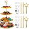 RYMAUP Juego de 2 soportes para tartas de 3 pisos, barras de metal, soporte para tartas, soporte para tartas, tartas de boda, tartas y frutas