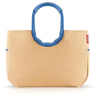 reisenthel loopshopper L frame raffia blue – Stabile Tasche mit praktischen Fächern aus recycelten PET-Flaschen – Charmantes und wasserabweisendes Design