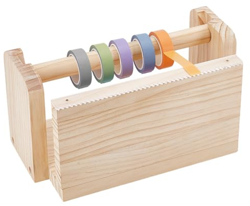PH PandaHall Klebebandabroller 9.8x5.9x3.9 Zoll Holz Klebebandhalter Mehrrollen Klebebandschneider Für Geschenkverpackungen Büro Zuhause Schule 25cm lange Sägezähne