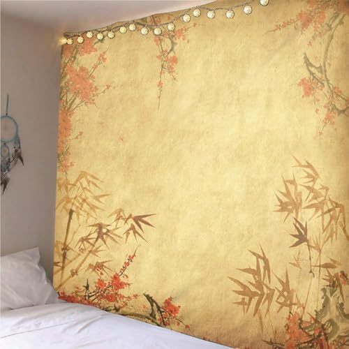 Wandteppich Japanisch 250x300 cm Groß Wandteppiche Kirschblüte Bambus 3d Druck Wandbehang XXL Tapisserie Wandtuch für Wohnzimmer Schlafzimmer Wohnheim Wanddeko a-132