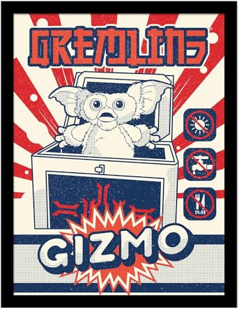 Gremlins Gerahmtes Poster, Rot/Creme/Marineblau, 45 cm x 35 cm