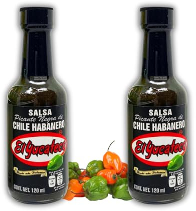 El Yucateco Black Label Reserve Salsa Picante de Chile Habanero – Pack 2 × 120 ml | Hot Sauce Mexicana Ahumada Extra Picante
