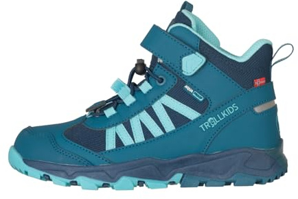 Trollkids Kids Tronfjell Hiker Mid | wasserdichter Outdoor-Schuh mit hohem Schaft, Schnellverschluss, Reflektor und verstärkter Zehenpartie.