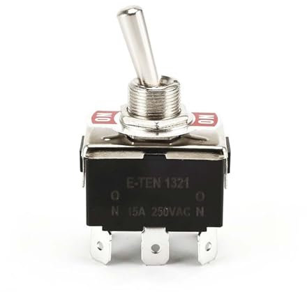 Interruptor de palanca Atuo, negro, DPDT, 6 pines, 2 posiciones, 1 unidad