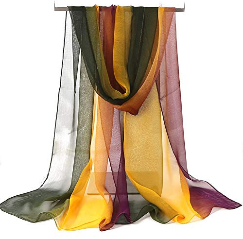 WANYI Schal Damen Sommer 160×50cm Stola für Abendkleid Halstuch Farbverlauf Sonnenschutz Sommerschals Chiffon Tücher und Wraps für Reisen Abendkleid Hochzeit Braut