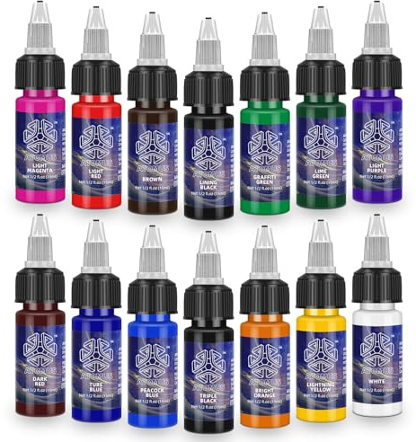 ATOMUS 14pcs 15ml Tattoo Tinte Kit natürliche Pflanze Tattoo Tinte Pigment Permanentes Make-up