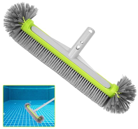 Tête de Brosse de Piscine 45cm Balai Piscine Brosses Poils Robustes, Manche en Aluminium, Tête de Brosses Hémisphérique pour Mur et Sol (Perche Télescopique Non Incluse)