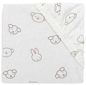 Jollein Spannbettlaken Jersey - Für Wiegen - Miffy and Friends - 40/50x80/90cm - Spannbettlaken Baumwolle - Spannbetttuch - Oeko-TEX Zertifiziert