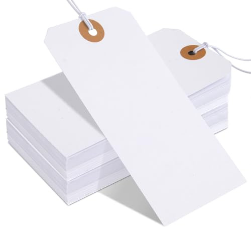 Weiße Geschenkanhänger mit elastischer Schnur,50 Stück große Hängeanhänger aus Markierungspapier mit elastischem Seil,verstärktes Loch,beschreibbares Preisschild,leeres großes Versandmarkierungsschild