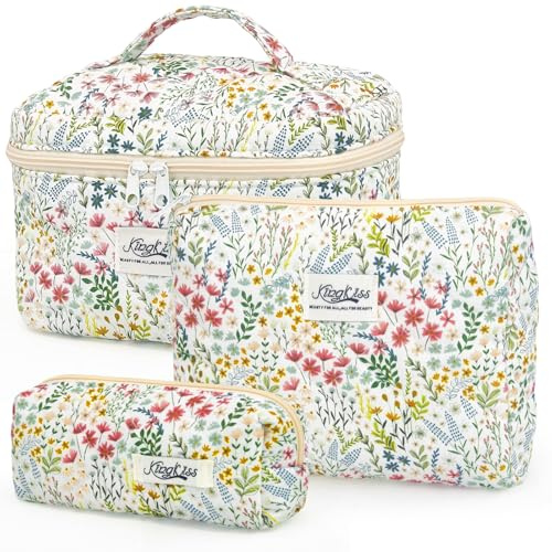 YMIFEEY Lot de 3 trousses de toilette pour femme - Grande et petite - Trousse de maquillage - Trousse de toilette - Trousse de toilette - Trousse de toilette - Organisateur cadeau pour femme, vert