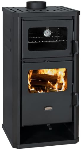 Prity FM D - Estufa de leña con horno y albornoz de agua | Calefacción central | Certificado CE | Estufa de leña