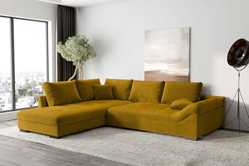 99rooms Terra Ecksofa Polsterecke Eckcouch Cordstoff POSO Gold Ottomane Links