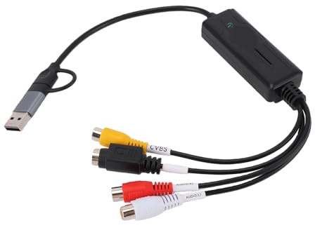 Elprico AV S Video-zu-USB-Capture-Karte, Analog-zu-Digital-Sound-Video-Grabber-Konverter mit Typ-C-USB-2.0-Ausgang, für Linux OS X Android
