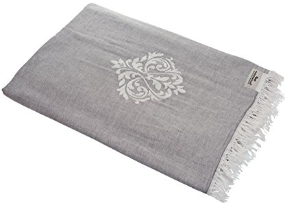 Carenesse Jacquard Tagesdecke Single Size Ornament 150 x 240 cm grau I Edle & zarte Wendedecke aus 100% Baumwolle mit hochwertiger Webung I Überwurf für Bett & Sofa I Wohndecke dünn & leicht