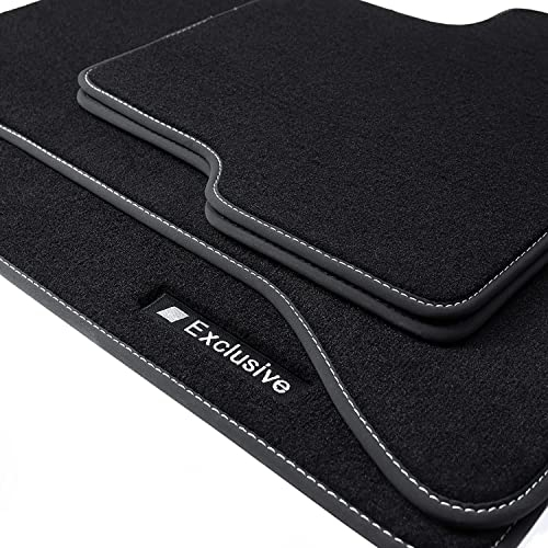 teileplus24 BAX-050 Exclusive Sport Fußmatten kompatibel mit Mercedes E-Klasse W212 / S212 2009-2016, Naht:Silber