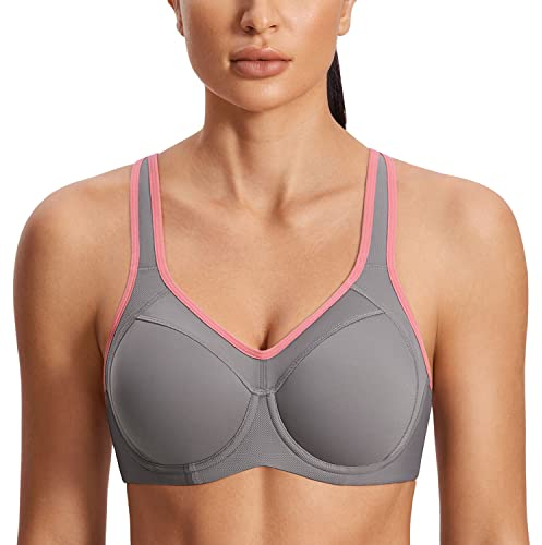 SYROKAN Damen Sport BH Starker Halt- Bügel Push Up Ringerrücken Gepolstert Fitness BH Mehrfarbig #2 90G