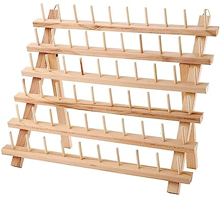 Youyijia 60 Spools Thread Rack Foldable Wooden Thread Holder Organizer for Sewing Embroidery Holder Rack Organizer