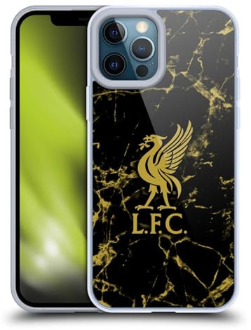 Head Case Designs Officially Licensed Liverpool Football Club Black & Gold Marble Crest Liverbird Pattern 1 Gel Case [Military Grade] Compatible with Apple iPhone 12 Pro Max & Compatible with MagSafe