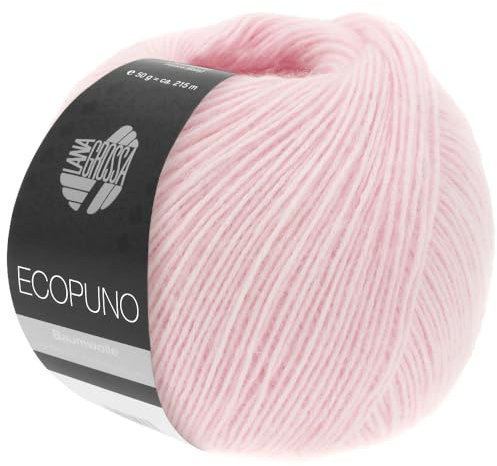 LANA GROSSA Ecopuno | Edle Netzgarnstruktur aus Baumwolle gefüllt mit Merino/Alpaka | Handstrickgarn aus 17% Schurwolle & 11% Alpaka Wolle | 50g Wolle zum Stricken & Häkeln | 215m Garn FB 48