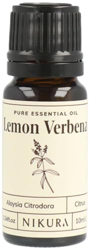 Nikura Lemon Verbena Essential Oil - 10ml | 100% Pure Natural Oils | Perfect for Repelling Insects, Cleaning, Diffusers, Humidifier | Great for Self Care, Massage | Vegan & UK Made