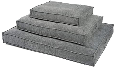 JAMAXX Premium Hundekissen Orthopädische Füllung, Waschbar Bezug aus Edlem Chinelle Stoff, Weiche Kompakte Füllung mit Visco Schaumstoff-Flocken Memory, PDB1003 (M) 90x70, Silver-Grey