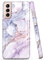 JAHOLAN Galaxy S21 Case Bling Glitter Sparkle Marble Design Clear Bumper Glossy TPU Soft Rubber Silicone Cover Phone Case for Samsung Galaxy S21 5G 6.2 inch - Purple Pink