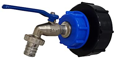 #8 Adapter mit Auslaufhahn für IBC Regenwasser Tank oder Kanister, versch. Größen (Kunststoff/Messing, 3/4 S100)