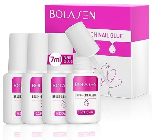 BOLASEN 28ML Colle Faux Ongles Extra Forte, Colle pour Faux Ongles Rapide avec Pinceau, Colle a Faux Ongles pour Ongles Acryliques, Professionnelle Colle Ongle, Longue Duré Colle Capsule Ongle
