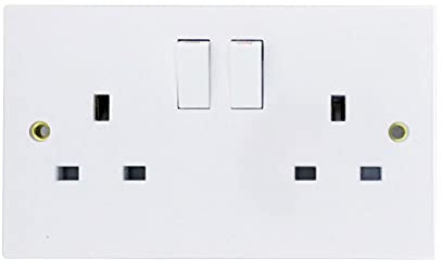Opus 2 Gang 13 amp Wall Socket Double Pole Switched White
