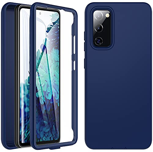 Kuaguozhe Hülle für Samsung Galaxy S20 FE Handyhülle Samsung S20 FE, 360 Grad Rundumschutz Stoßfeste Hülle Flüssigsilikonhülle TPU Robuster Bumper Outdoor Cover mit integriertem Displayschutz, Marineb