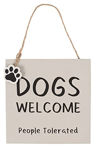 Hanging Sign | Dogs Welcome | 1 Piece | White | 12 cm x 12 cm x 12 cm